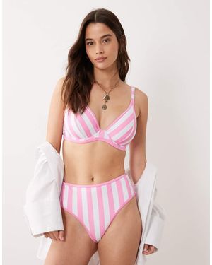 Peek & Beau Gestreept Bikinitopje Met Beugels - Roze