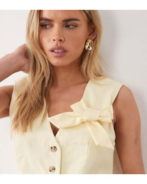 Vila Elegant Gilet Van Linnenmix Met Strikdetail - Naturel