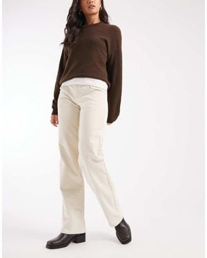 Cotton On Low Rise Straight Cord Trousers - Natural