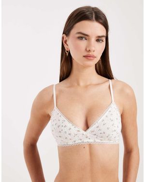 Lindex Floral Pointelle Bralette - Natural