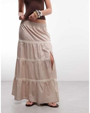 Daisy Street Low Rise Tiered Maxi Skirt - Multicolour