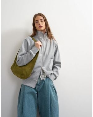 TOPSHOP Strukturierte sweatjacke mit stehkragen - Blau