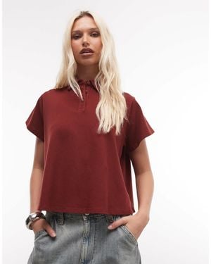ASOS Trapeze Hem Short Sleeve Polo Top - Red
