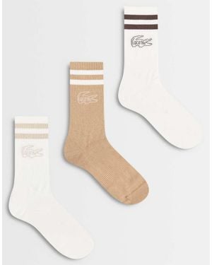 Lacoste 3 Pack Graphic Socks - White