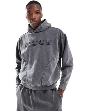 Nicce London Co-ord Logo Washed Hoodie - Grey