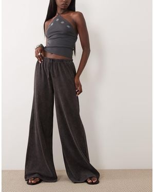ASOS Co-ord Ribbed Tie Waist Pants - Brown