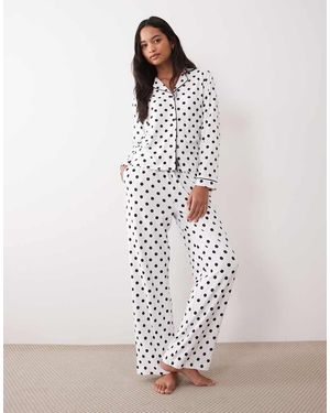 Threadbare Pyjamaset Met Knoopsluiting Van Superzachte Stof - Wit
