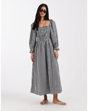 New Look Shirred Milkmaid Midi Dress - Black