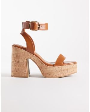 South Beach Double Buckle Wedge Sandals - Brown
