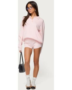 Edikted Lorie Ribbed Knit Shorts - Pink