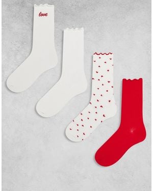 Lindex 4 Pack Lettuce Edge Print Socks - Multicolour