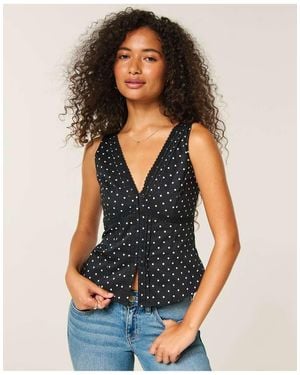 Hollister Hook & Eye Lace Trim Tank - Blue