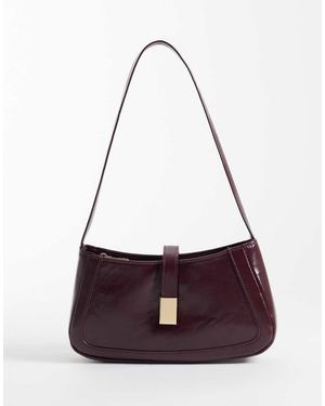 New Look Bolso De Hombro Con Detalle De Hebilla Efecto Cocodrilo En-Rojo - Morado