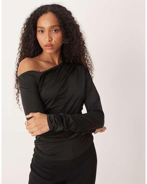 Aware Slinky Drapey Long Sleeve Top - Black