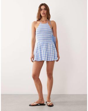 esmé studios Shirred Halter Mini Dress - Blue
