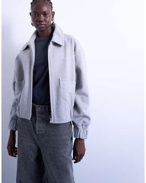 TOPSHOP Bomber Minimal Taglio Corto Chiaro - Blu