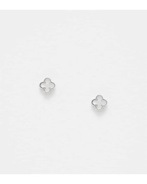 Kingsley Ryan Faux Pearl Clover Stud Earrings - White