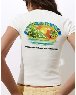 Pull&Bear T-Shirt Met 'Costa Rica'-Print - Metallic