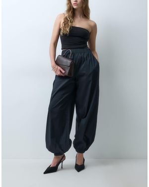 Vila Cotton-blend Balloon Leg Pants - Blue