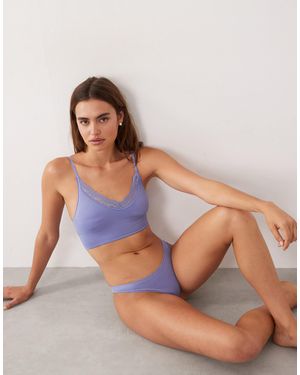 Cotton On Lace Rib Bralette - Blue
