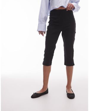 TOPSHOP Pantalones Capri Negros De Bengalina De