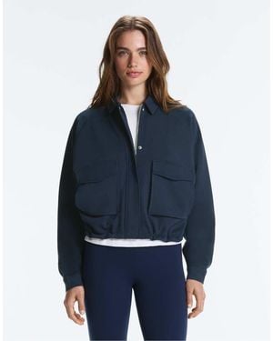 Oysho Piqué Cotton V-neck Raglan Sleeve Jacket - Blue