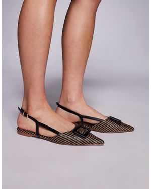 River Island Raffia Pointed Ballet Flat - Black
