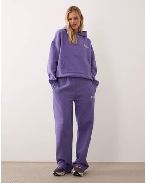 Kaiia Studio Cotton Rich Star Logo Wide Leg Sweatpants - Purple