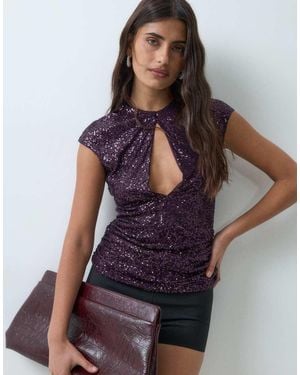 ASOS Set Key Hole Draped Blouson Top - Purple