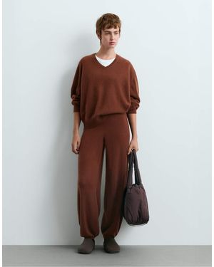 Oysho Cashmere 100% Cocoon Knit Trousers - Brown
