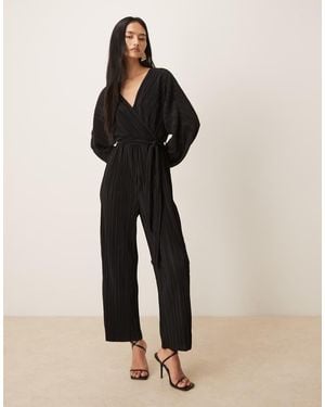 Y.A.S Tuta Jumpsuit Plissé Nera A Maniche Lunghe Allacciata - Neutro