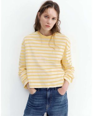 Pull&Bear Striped Long Sleeve T-shirt - Natural