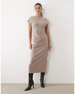 Nobody's Child Saylor Short Sleeve Draped Maxi Dress - Natural