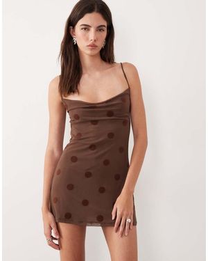 Motel Pastila Polka Dot Mini Dress - Brown