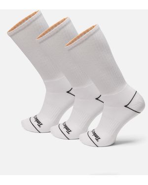 Timberland – 3bowden – er-pack voll gepolsterte crew-socken - Weiß
