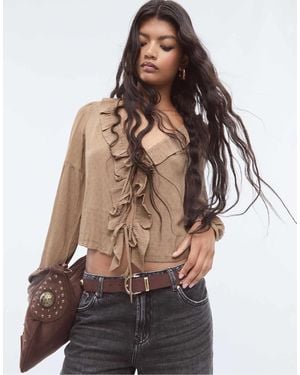 Stradivarius – lockere bluse - Braun