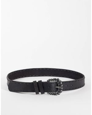 Free People Holt Leather Belt - Grey