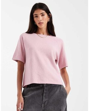 Pieces Short Sleeve Knitted Jumper - Red