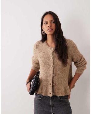 Vila Peplum Hem Knitted Cardigan - Brown