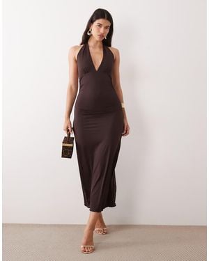Pieces Halter Neck Slinky Maxi Dress - Multicolour