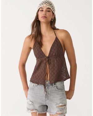 Stradivarius D75 Ripped Denim Shorts - Grey