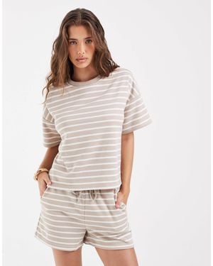 Pieces Boxy Sweat T-shirt Co-ord - White