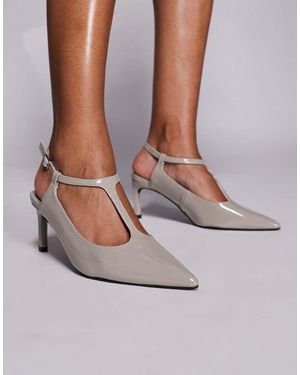 Public Desire Zapatos Grises De Tacón Bajo De Charol Grace De - Blanco