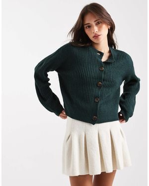 Vero Moda Chunky Rib Round Neck Cardigan - Green