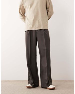 ASOS Tailored Loose Leg Trouser With Inverted Front Pleat - Grey