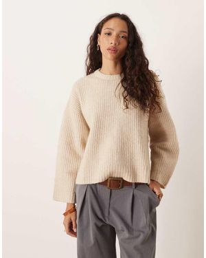 JJXX Oversized Boxy Rib Knit Jumper - Natural