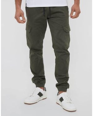 Threadbare Cotton Jogger Style Cargo Trousers With Stretch - Green
