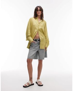 TOPSHOP Linen Look Shirt - Green