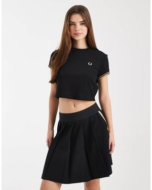 Fred Perry – plissierter mini-tennisrock - Schwarz
