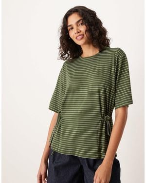 ASOS Stripe Cinched Tie Side Tee - Green